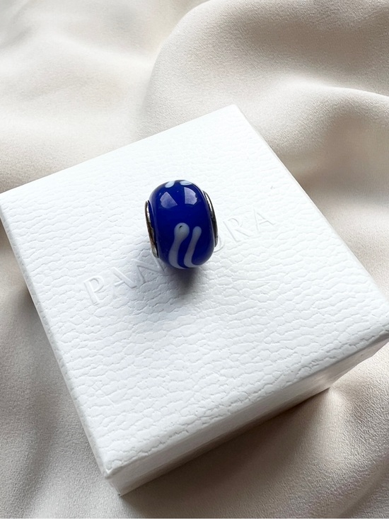 Pandora Jewelry - PANDORA BLUE WHITE WAVES MURANO GLASS CHARM